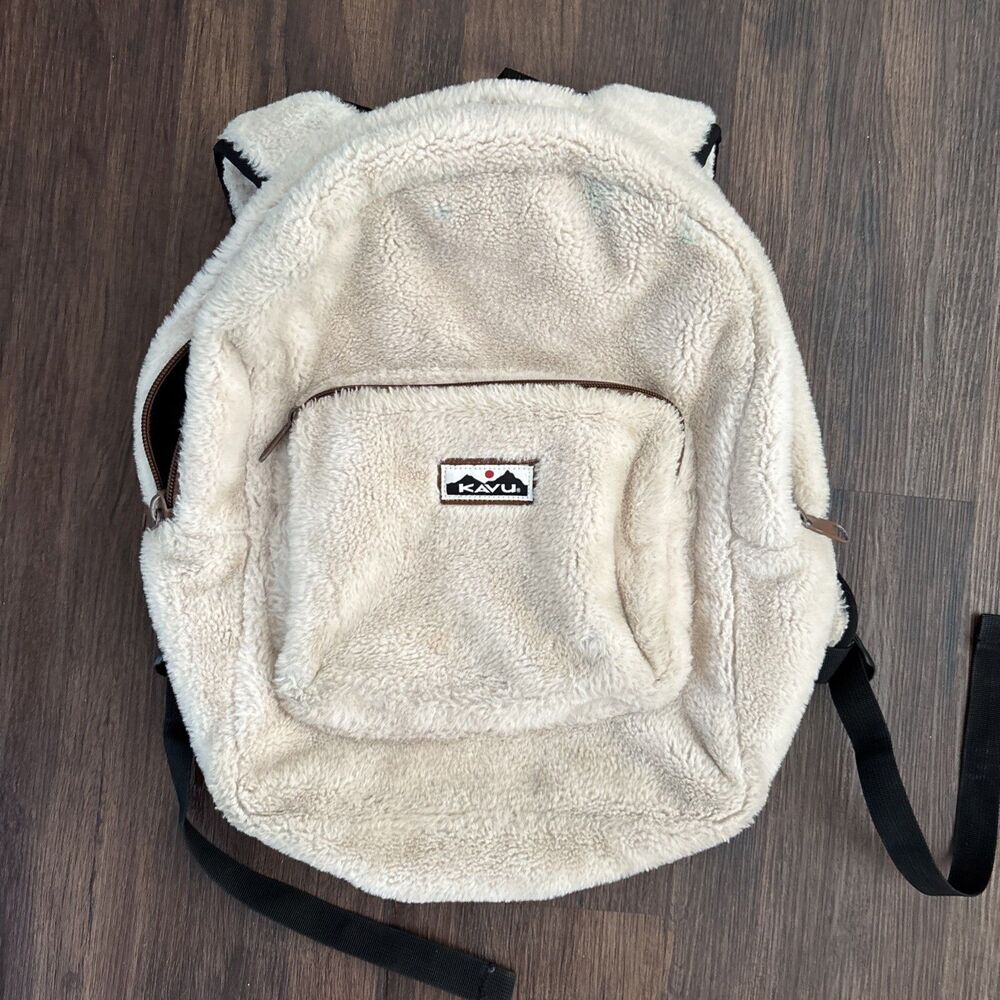 KAVU Sherpa Fleece Backpack Y2K Vegan Outdoor Large Travel Boho Nature Explore